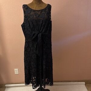 Adrianna Papell Black Lace Midi Dress
